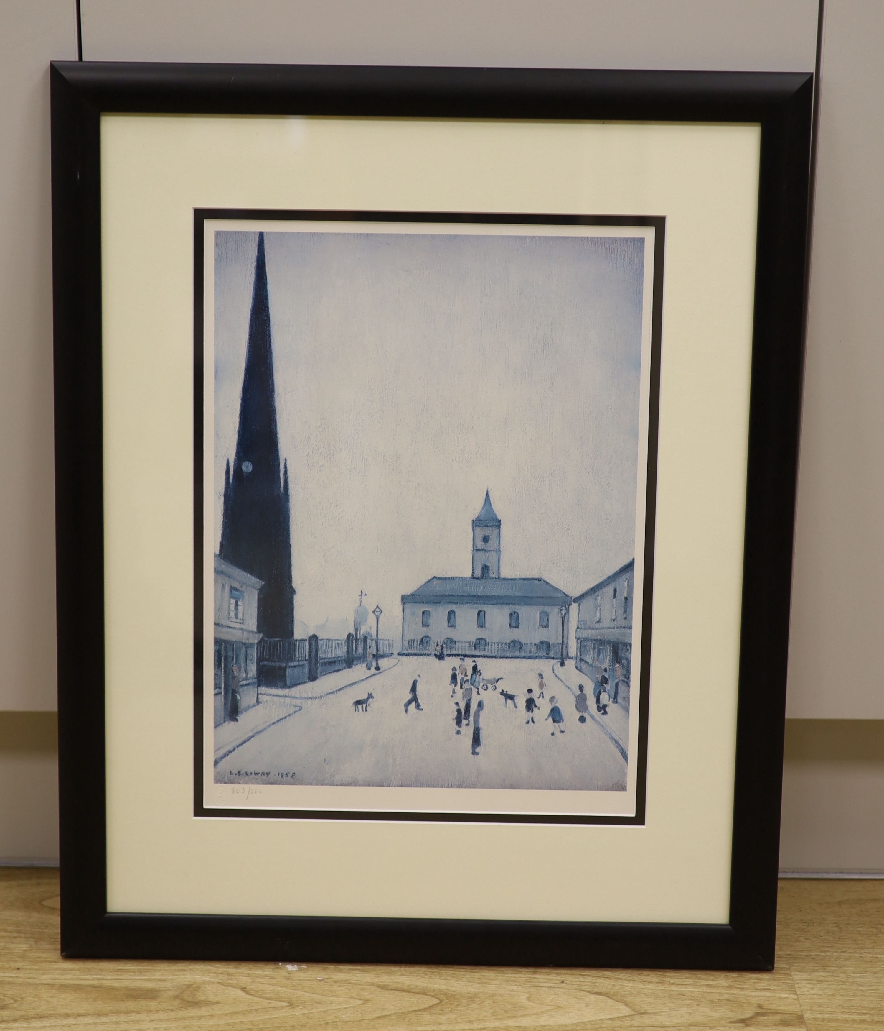 Lawerence Stephen Lowry, limited edition print, 'The Old Town Hall, Middlesbrough', 803/850, 39 x 29cm